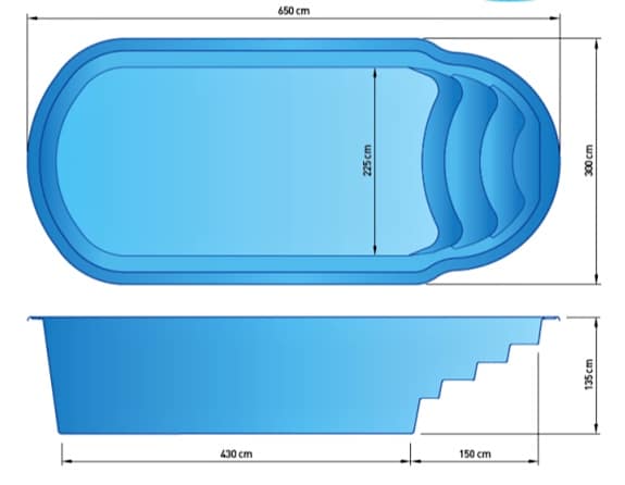 Rozměrový plánek bazénu LAKA
