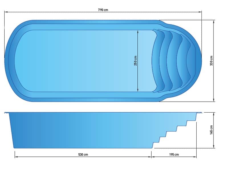 Rozměrový plánek bazénu LAKA